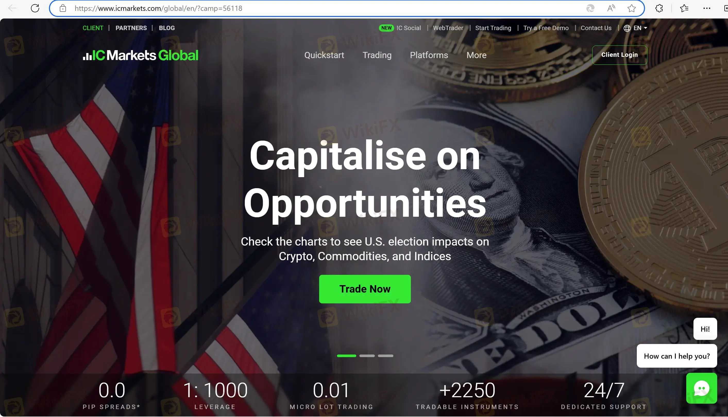 IC Markets Global's homepage